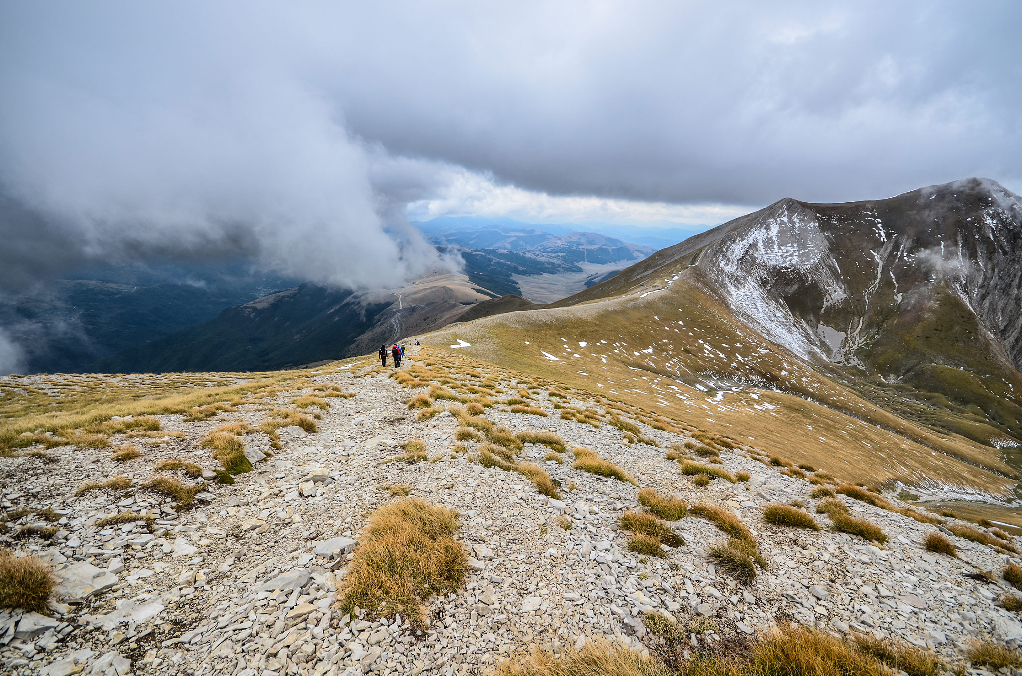 Monte Vettore is the highest peak (2,476 m) of the Sibillini massif, Apennine Mountains.